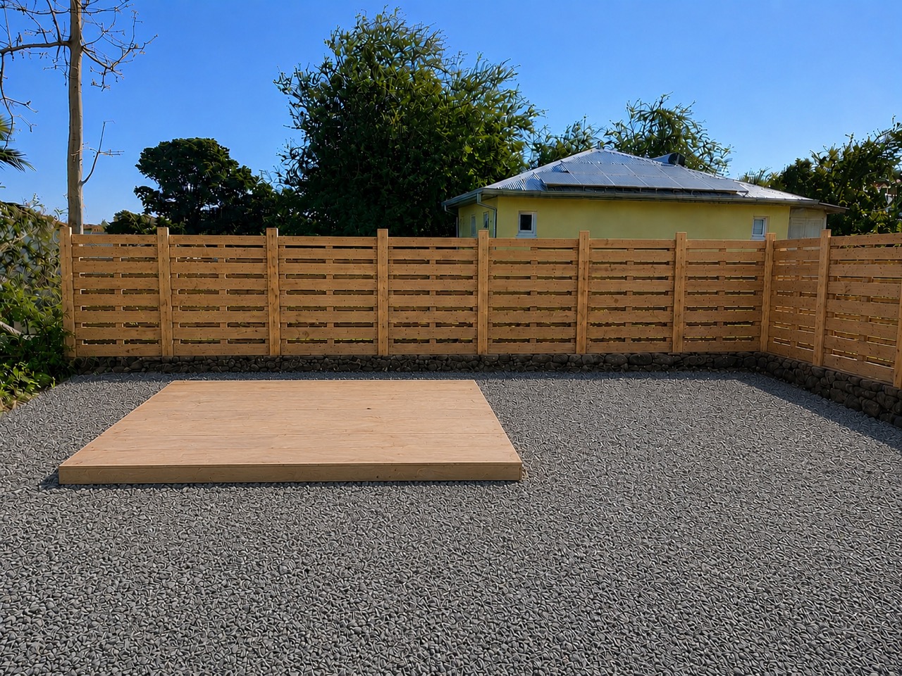 Terrasse extérieure avec platelage en bois au tiers-lieu Les Trois Mangues à Saint-Leu